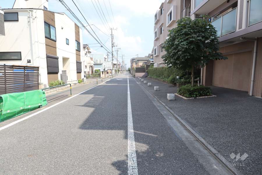 敷地北東側の前面道路（北西側から）