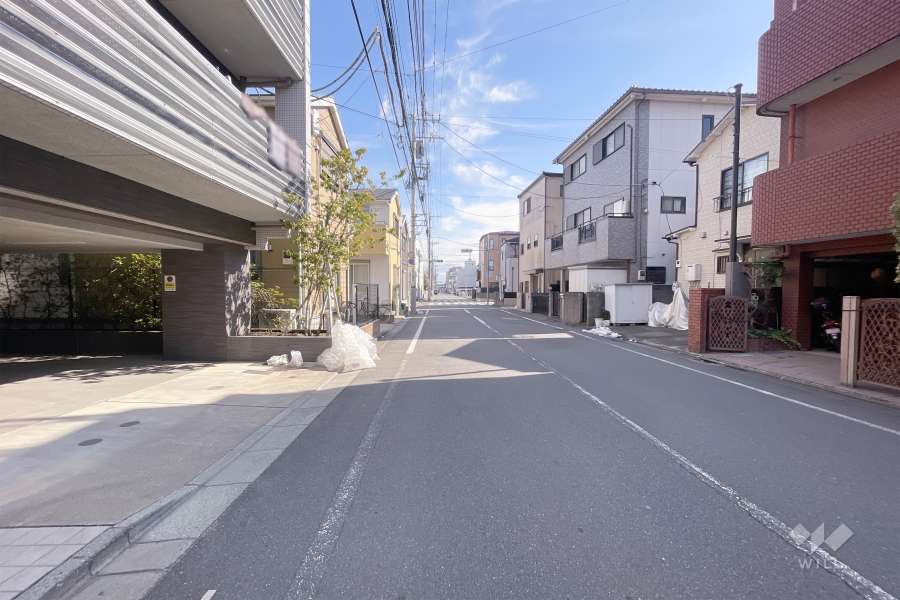 敷地南側の前面道路（西側から）
