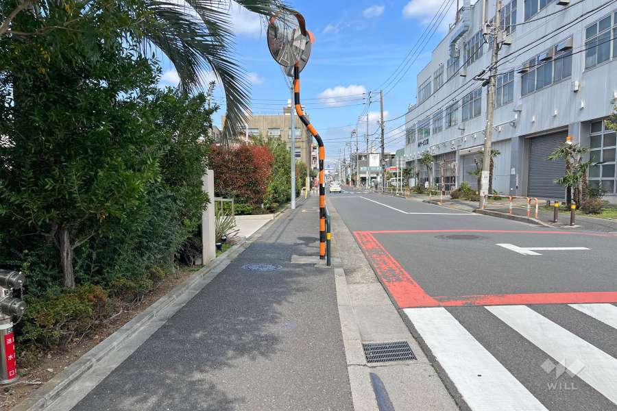 敷地東側の前面道路（南側から）