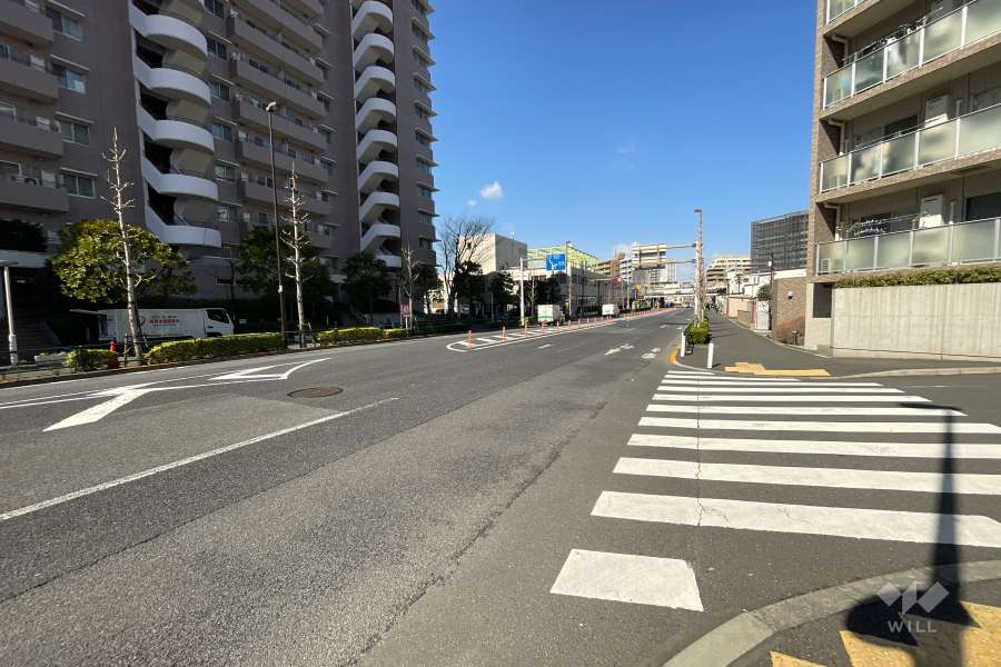 敷地南西側の前面道路（南東側から）