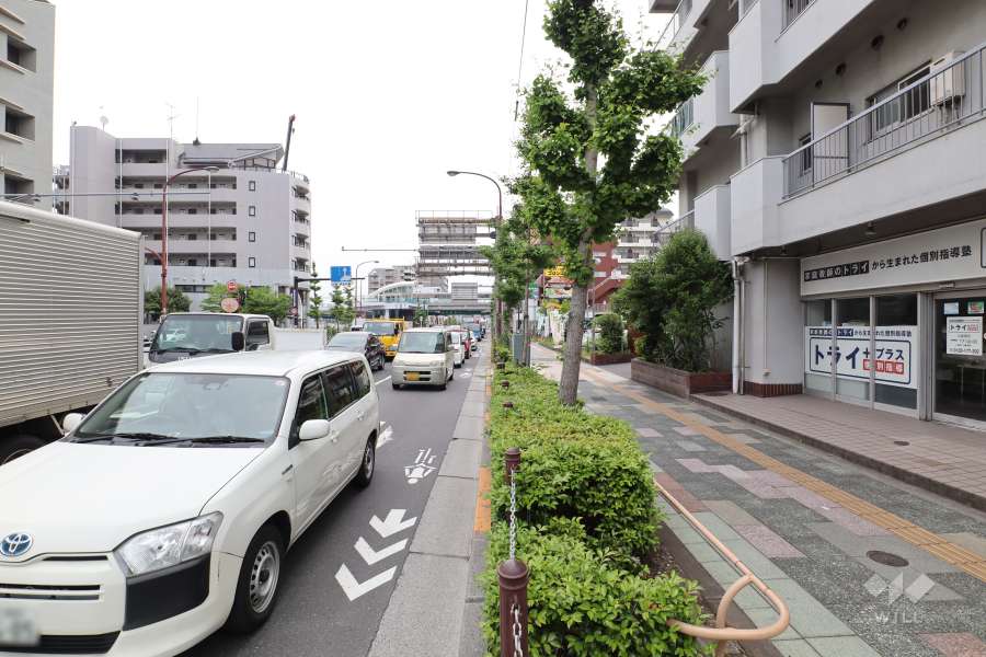敷地の北側前面道路（西側から）
