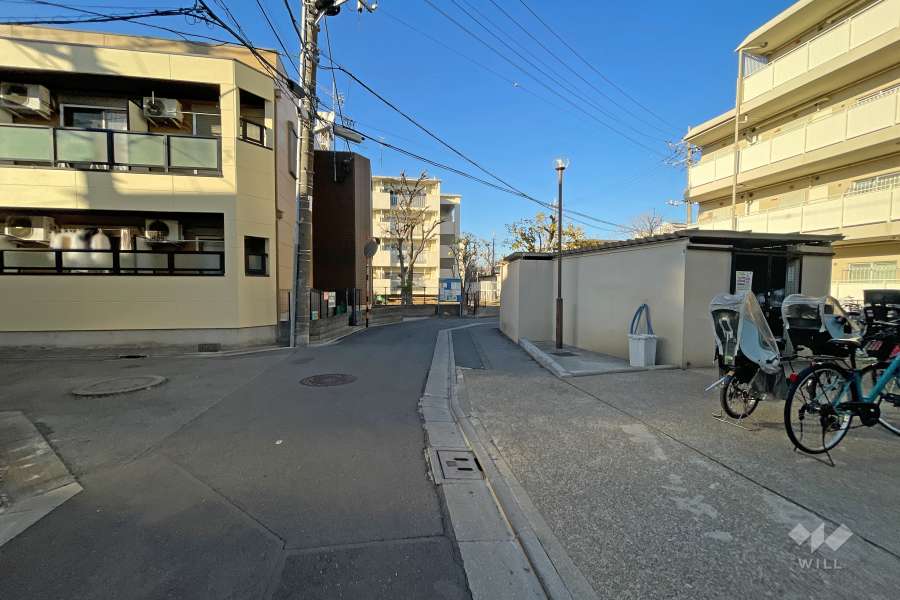 敷地西側の前面道路（南側から）