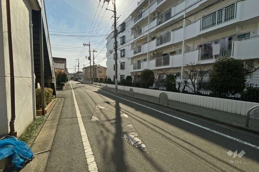敷地東側の前面道路（北側から）
