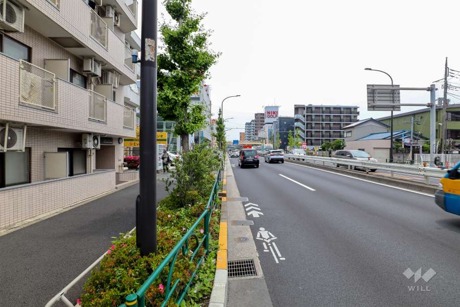 敷地南側の前面道路（西側から）