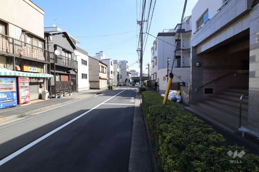 敷地の北側前面道路（西側から）