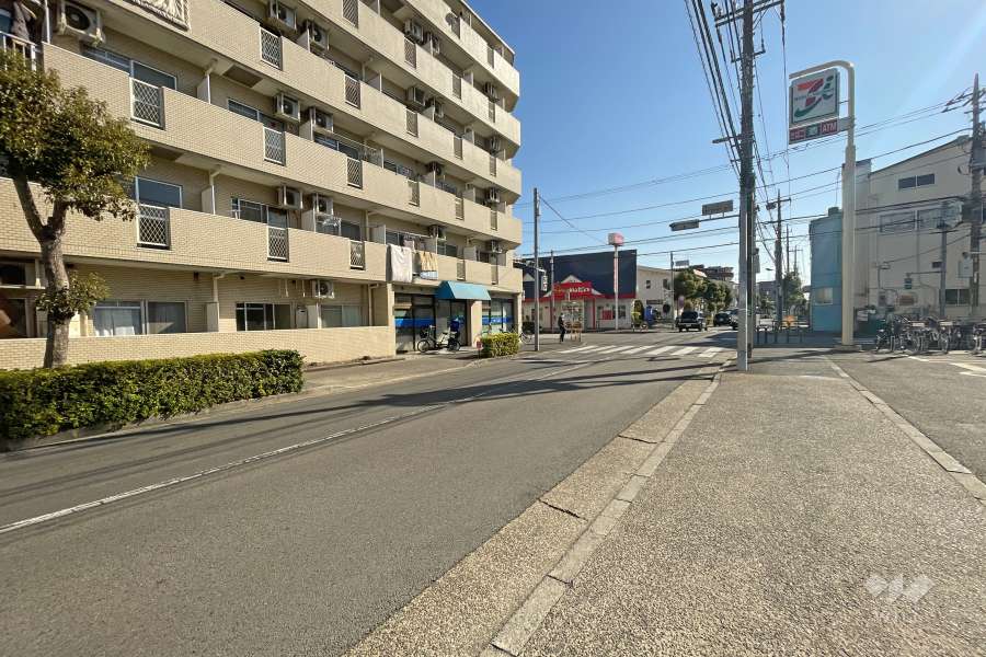 敷地西側の前面道路（北側から）