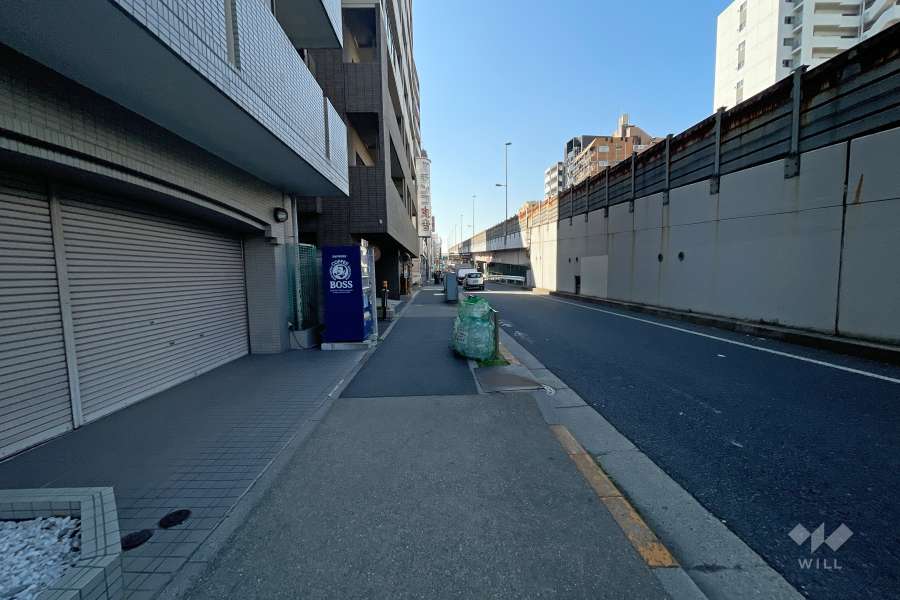 敷地西側の前面道路（北側から）