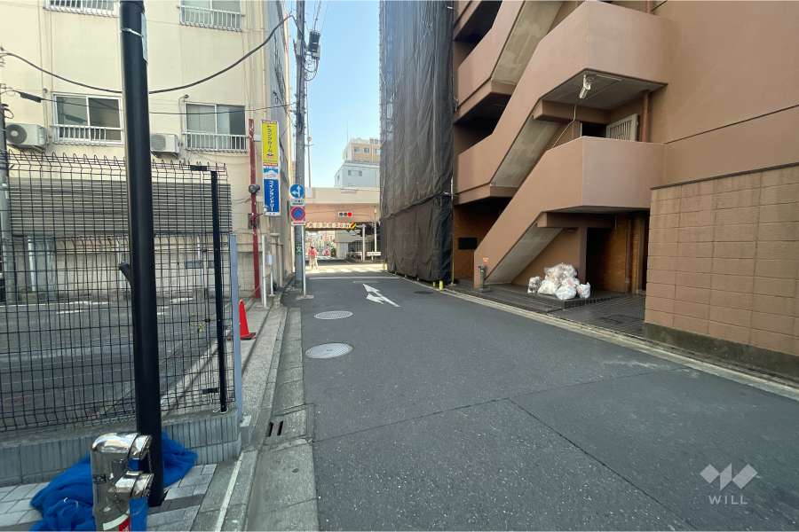敷地北側の前面道路（西側から）