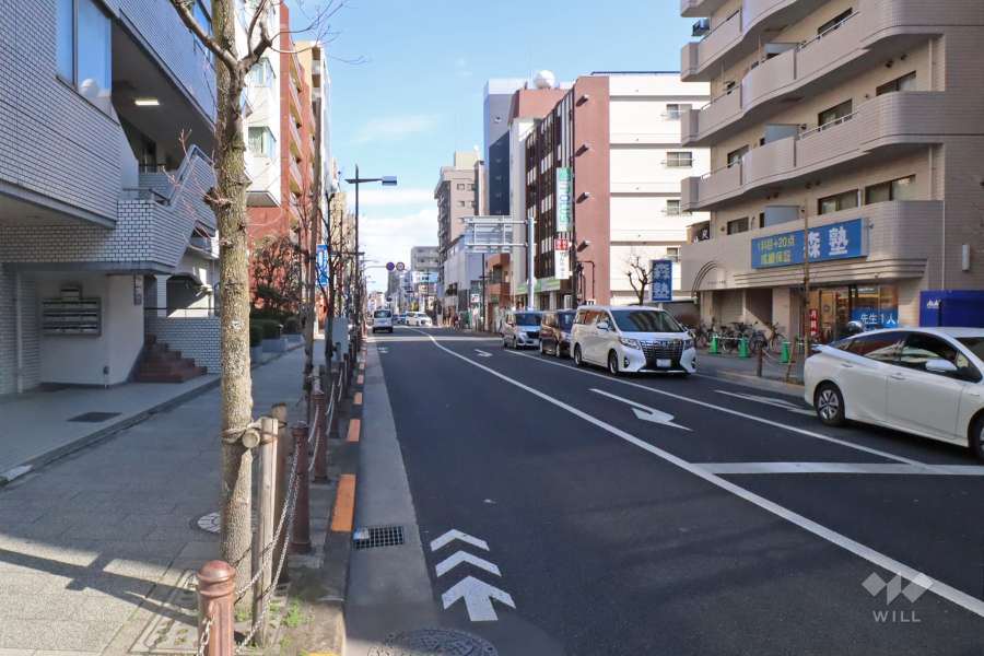 敷地南側の前面道路（西側から）