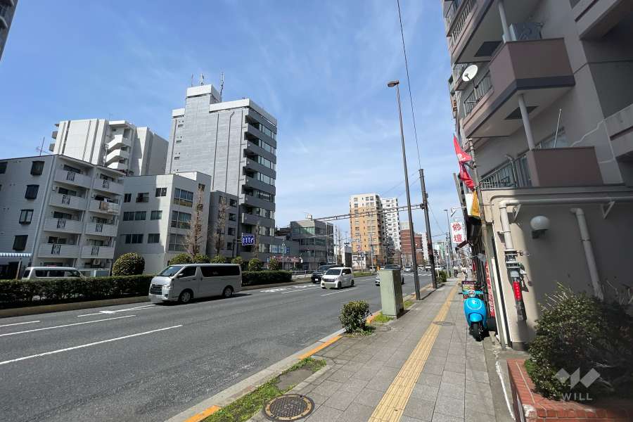 敷地の西側前面道路（南側から）