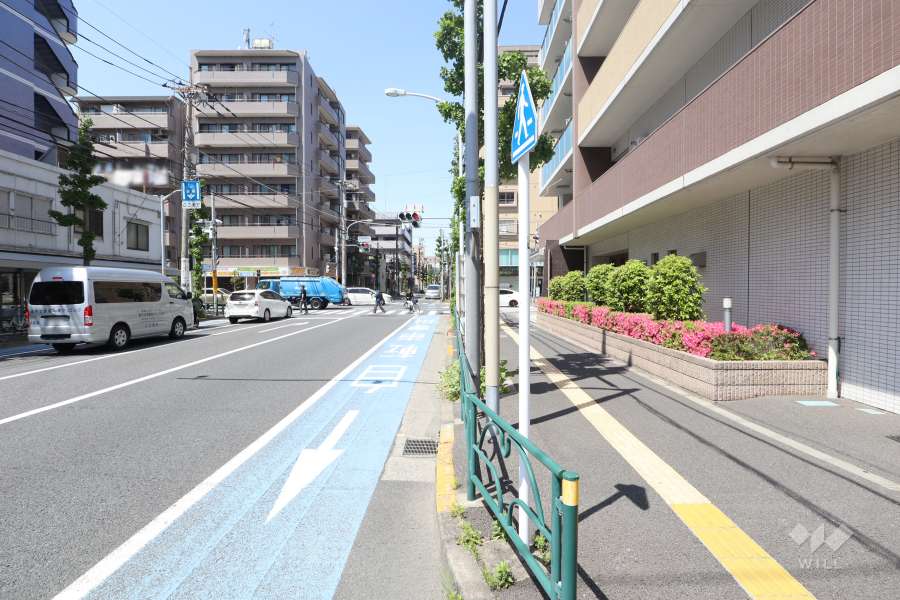 敷地西側の前面道路　