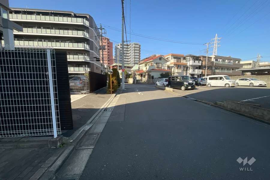 敷地北東側の前面道路（南東側から）
