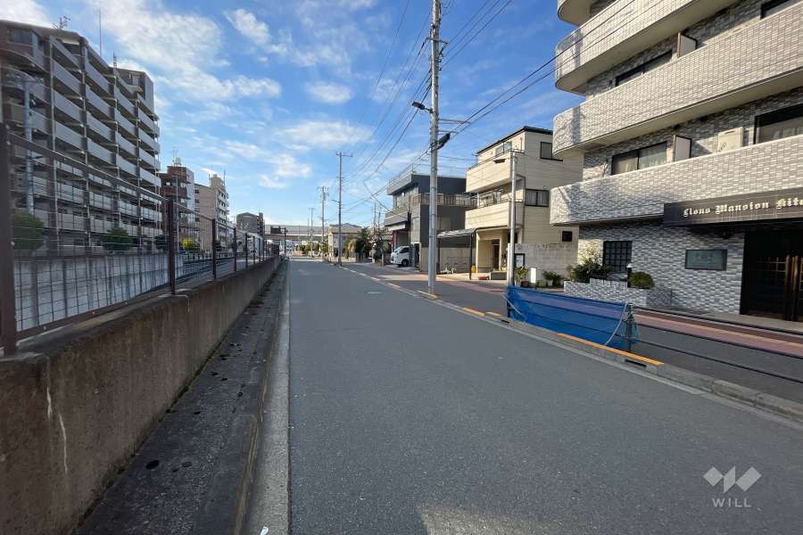 敷地の南側前面道路（東側から）