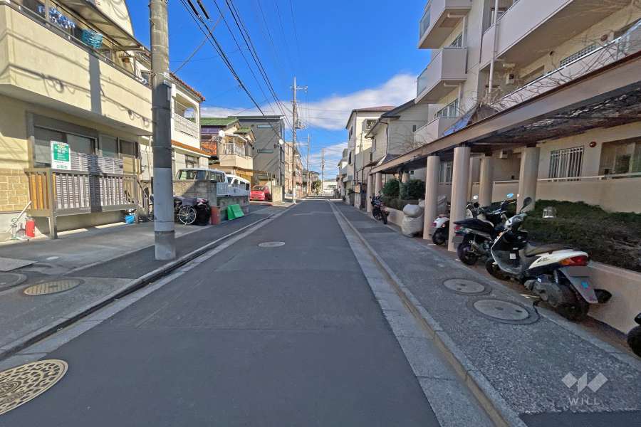 敷地の南側前面道路（東側から）