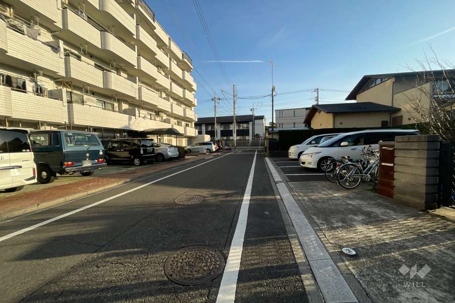 敷地西側の前面道路（北側から）