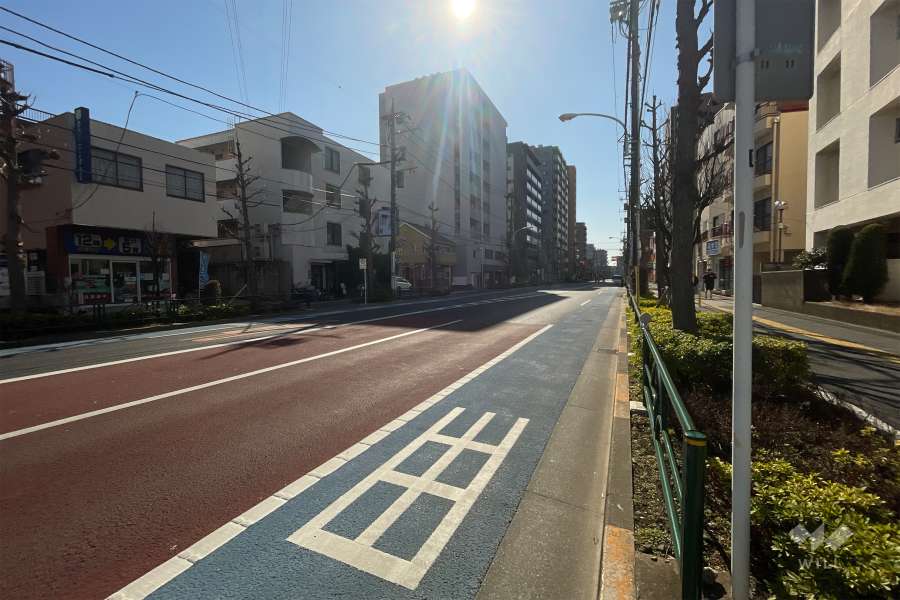 敷地の東側前面道路（北側から）