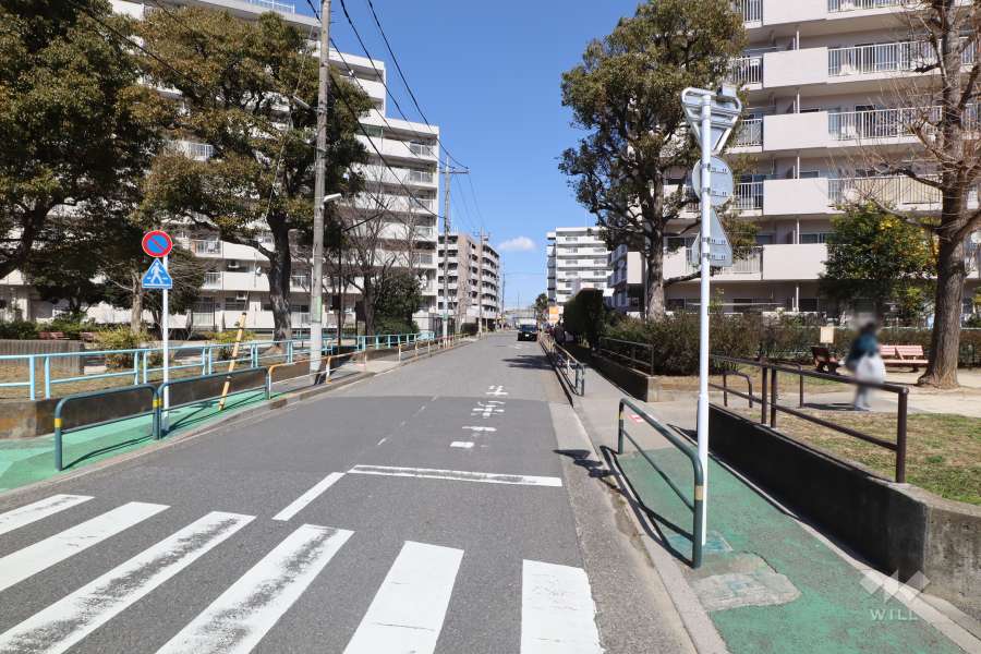 敷地西側の前面道路