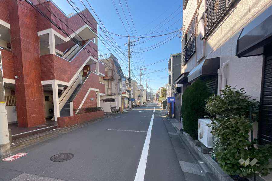 敷地の南側前面道路（西側から）