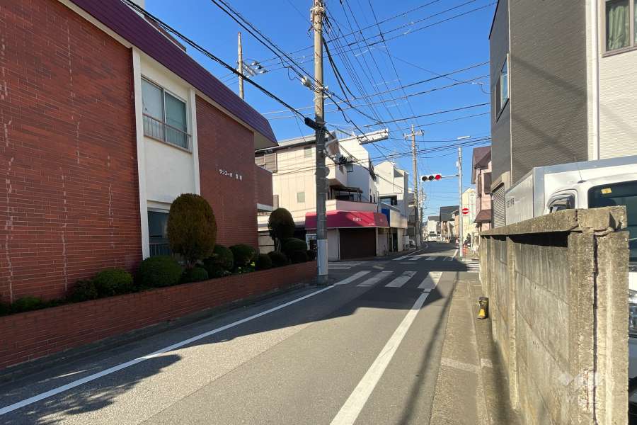 敷地の西側前面道路（北側から）