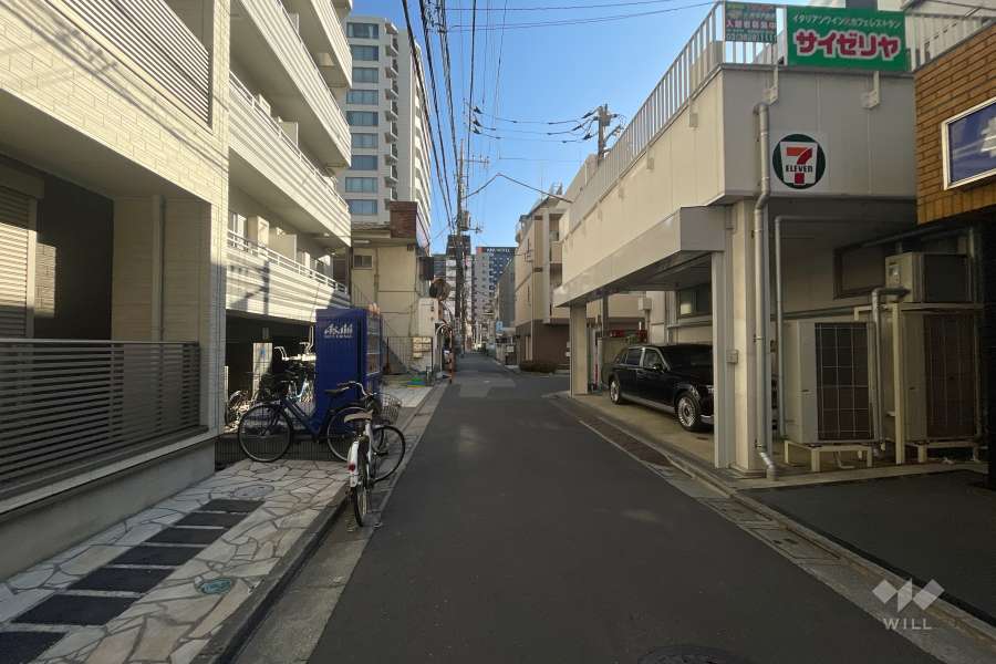 敷地北側の前面道路（西側から）