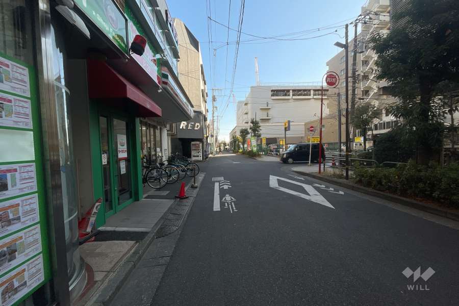 敷地南側の前面道路（西側から）