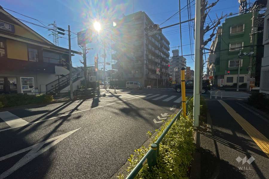 敷地南東側の前面道路（北東側から）