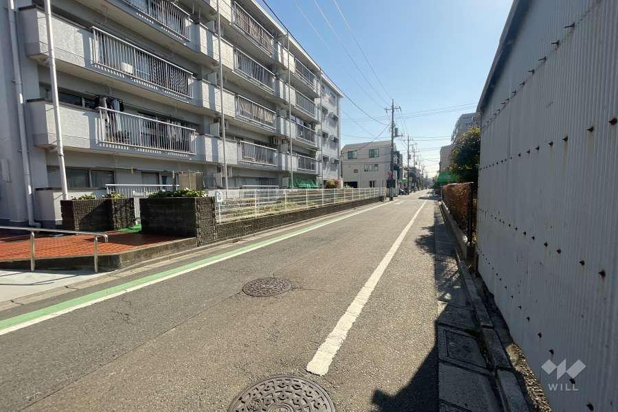 敷地の西側前面道路（北側から）