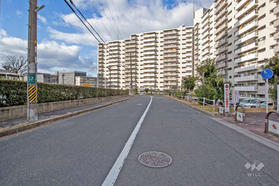 敷地北東側の前面道路（南東側から）