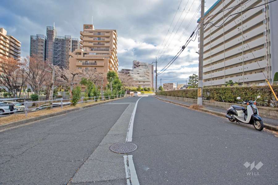敷地北東側の前面道路（北西側から）