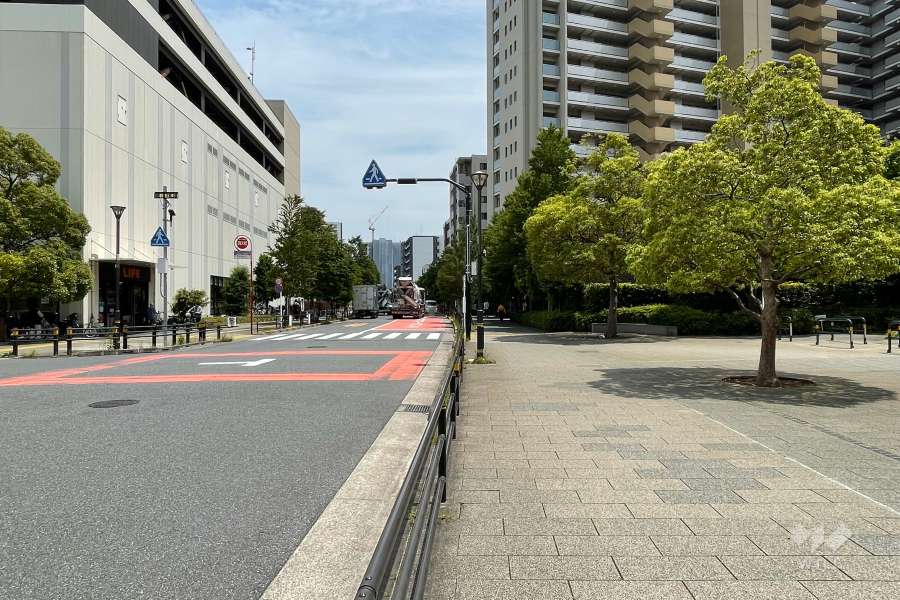 敷地北側の前面道路（西側から）