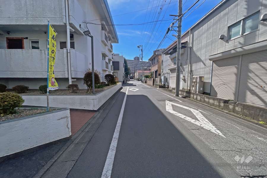 敷地の西側前面道路（北側から）