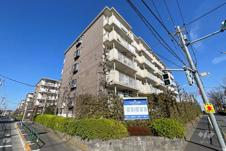エステート花畑１号棟の外観（南西側から）　　