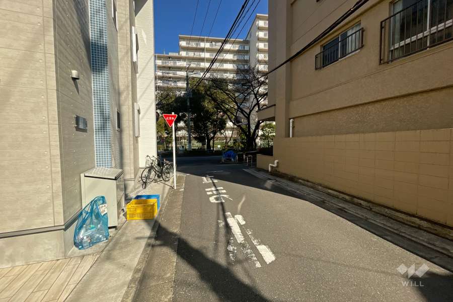 敷地西側の前面道路（南側から）