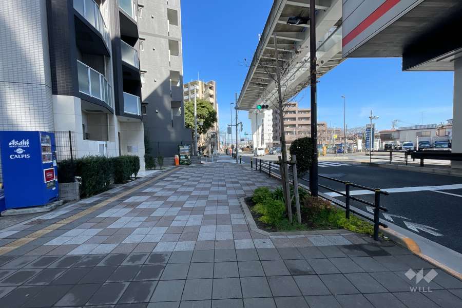 敷地の南側前面道路（西側から）