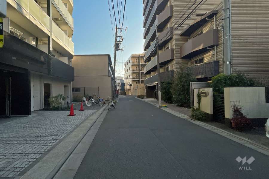 敷地北西側の前面道路（北東側から）