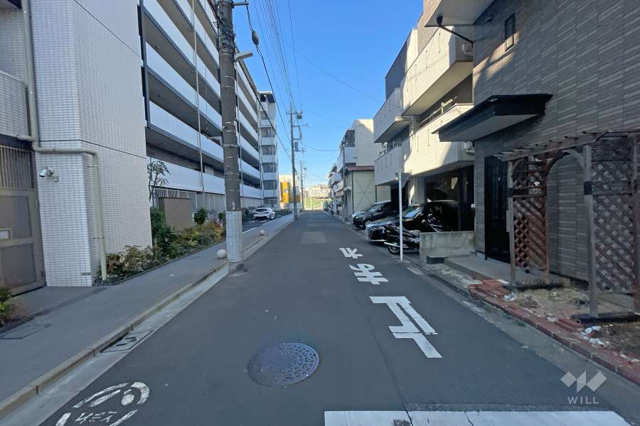 敷地東側の前面道路（南側から）
