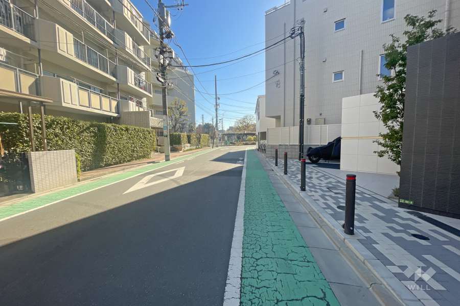 敷地北東側の前面道路（北西側から）