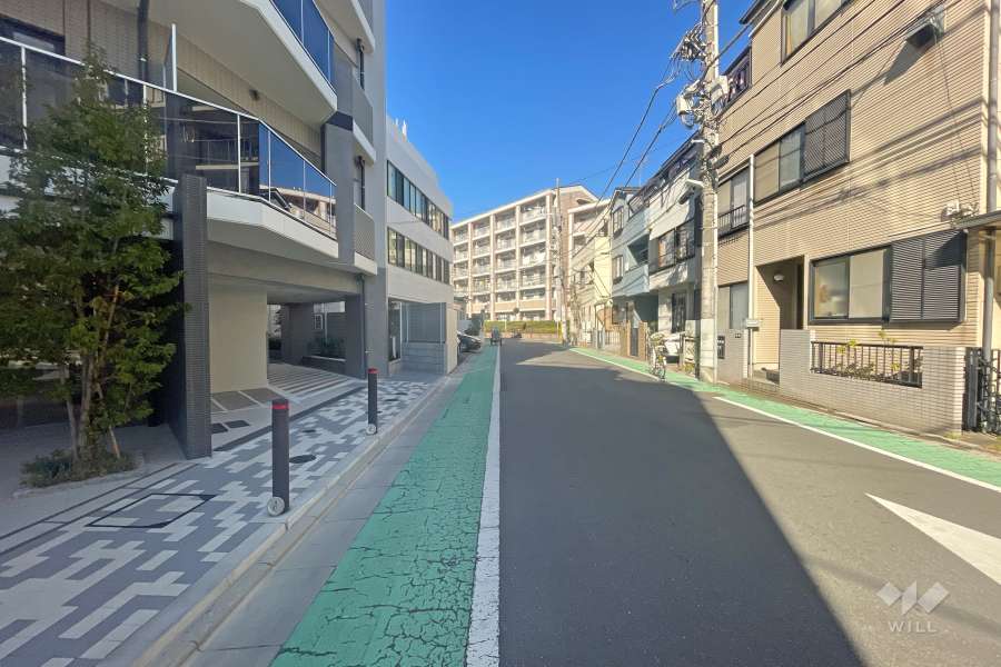 敷地北東側の前面道路（南東側から）