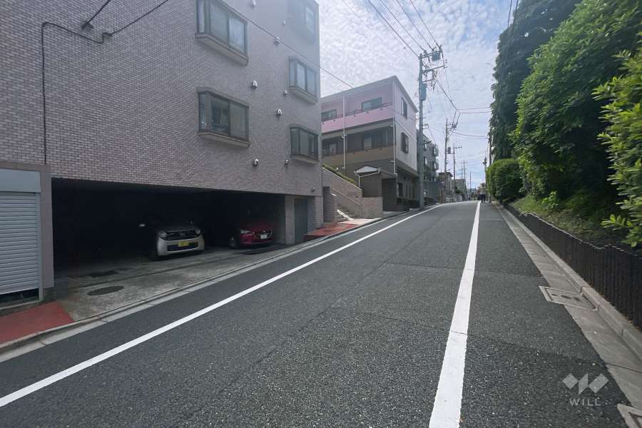 敷地北東側の前面道路（南東側から）