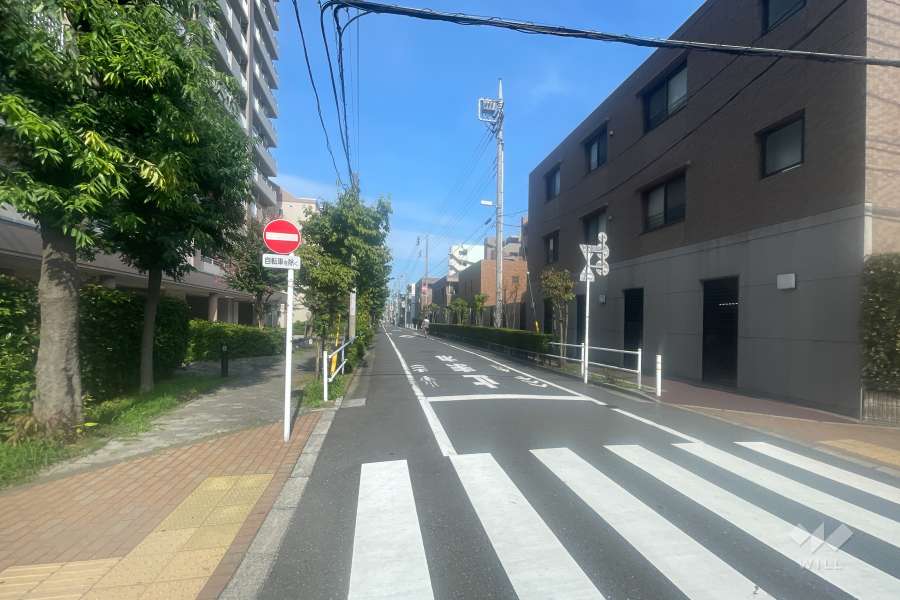 敷地の北側前面道路（西側から）