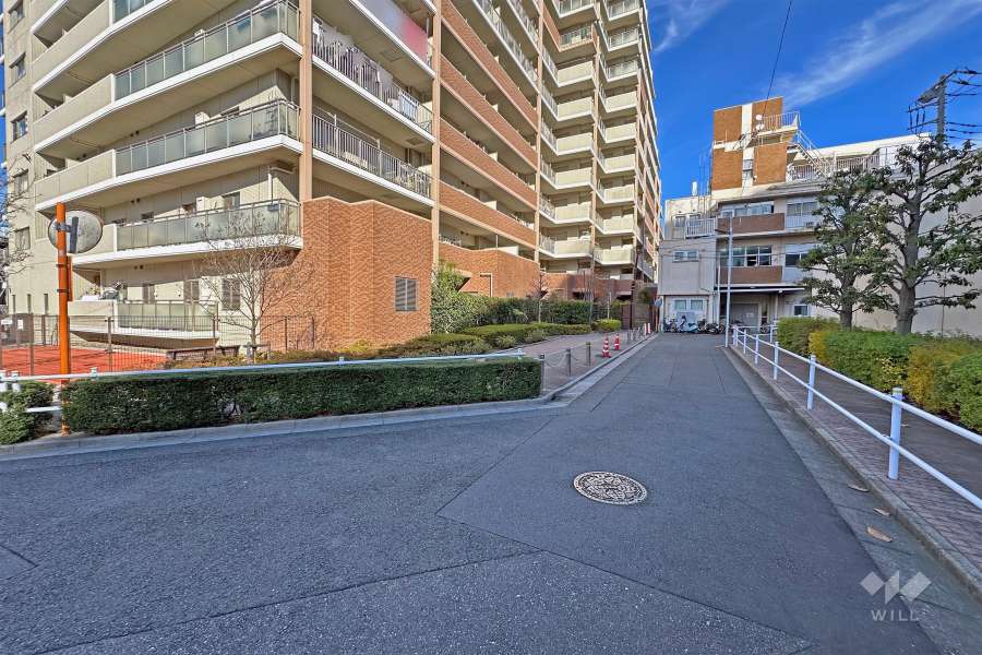 敷地の南東側前面道路（南西側から）