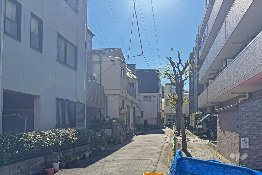 敷地の東側前面道路（北側から）