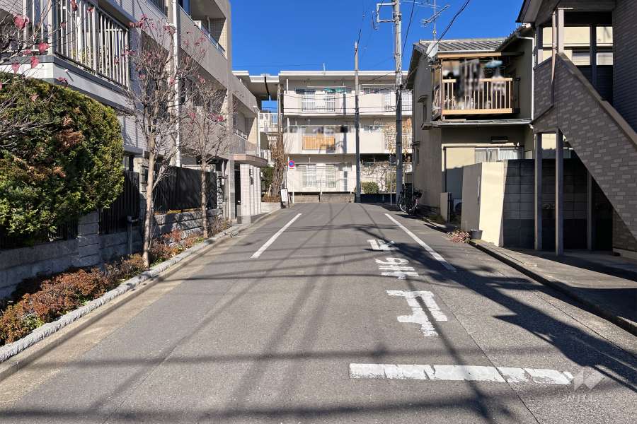 敷地東側の前面道路（南側から）