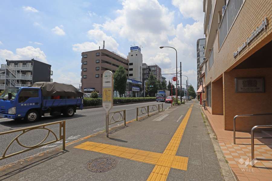 敷地の南側前面道路は国道254号線です（東側から）。