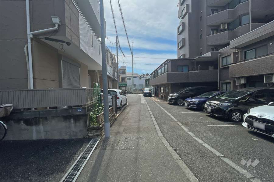 敷地北側の前面道路（西側から）