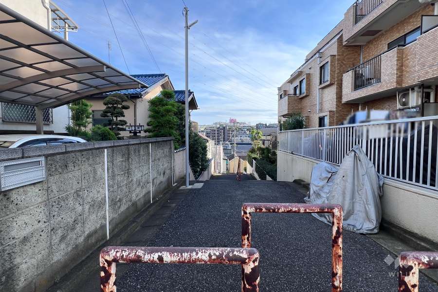 敷地東側の前面道路（北側から）