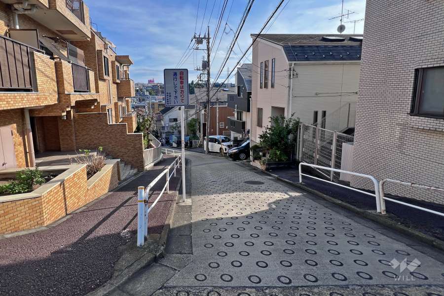 敷地西側の前面道路（北側から）