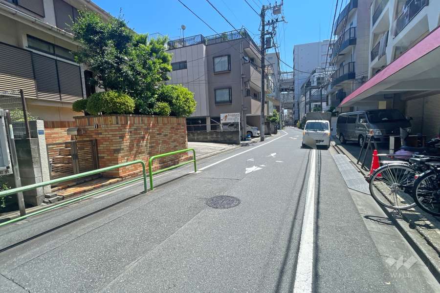 敷地南側の前面道路（西側から）