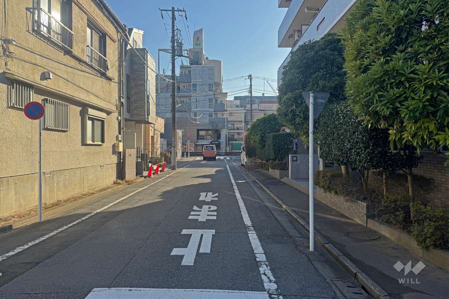 敷地の東側前面道路（北側から）