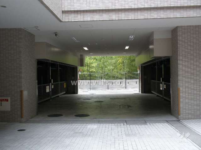 敷地東側の前面道路。周辺はマンションと一戸建てが混在する緑豊かな住宅地です。